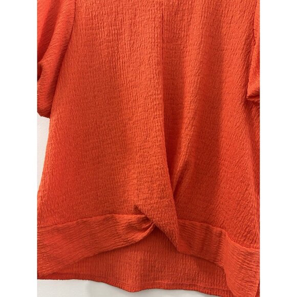 ADRIENNE VITTADINI Orange top Medium Size Twist Front Top shirt Textured - Picture 2 of 11